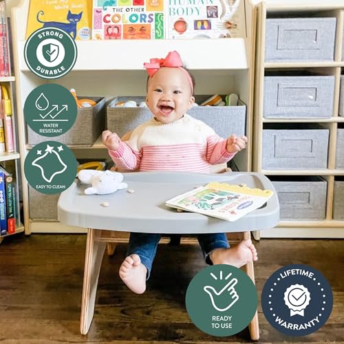 Image of Angeles 5 inch H Feeding Chair with Tray, Removable Dishwasher-Safe Tray, Kids Chairs, No Assembly Required, Gray