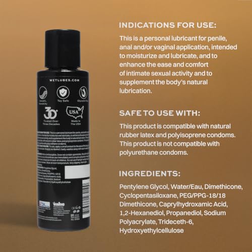 Image of Wet Gold Hybrid Silicone and Water-Based Lubricant | Long-Lasting Performance, Premium Formula | Made Without Glycerin and Parabens | Lube for Men, Women & Couples, 1 Fl Oz (Pack of 3)