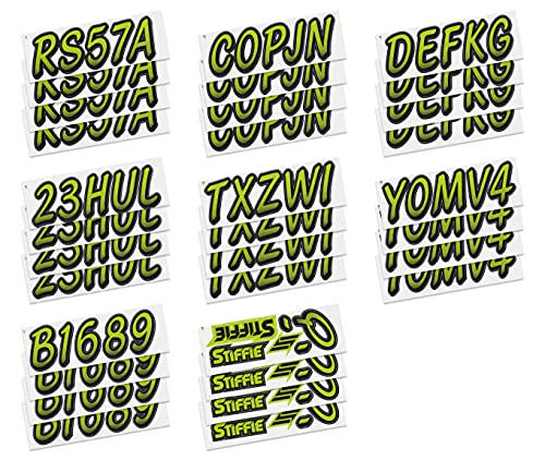 Image of STIFFIE Whipline Electric Lime /Black 3 inch Boat & PWC Registration Decals • Numbers Letters Stickers
