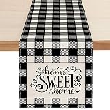 Farmhouse Home Sweet Home Table Runner, Buffalo Check Table Runners for Kitchen Dining Coffee or Ind