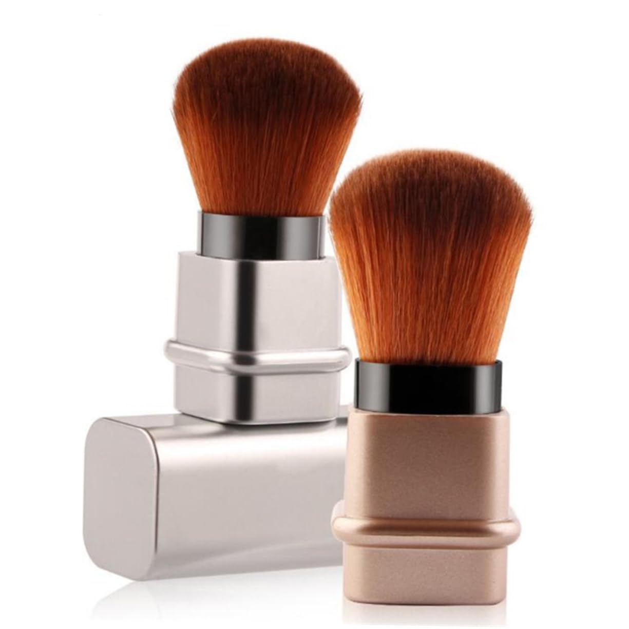 Retractable Powder Brush Plastic Silver Fashion Makeup Tool for Home Use