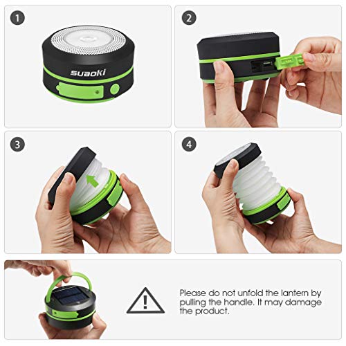 SUAOKI Led Camping Lanterns for Lighting (Powered by Solar Panel and USB Charging) Collapsible Flashlight for Outdoor Hiking Tent Garden (Emergency Charger for Phone, Water-Resistant) - Thumbnail 7