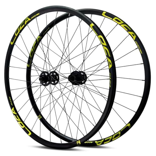 26/27.5/29�C���` �}�E���e���o�C�N�z�C�[���Z�b�g �A���~���� �_�u���E�H�[������ 28H�n�u �f�B�X�N�u���[�L �t�����g���A�z�C�[�� 100/135mm QR 8-12�X�s�[�h�t���[(Yellow,26inch)