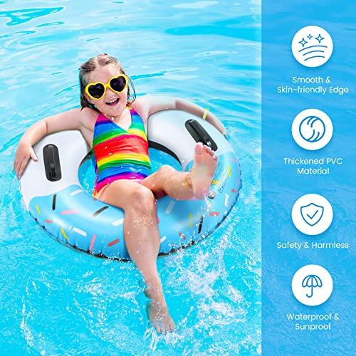 Vzzeport Panda Pool Float, Pool Tube With Handle, Inflatable Pool Ring, Swimming Tubes For Kids Summer Outdoor Beach Party Decoration, Blue White #TOP4