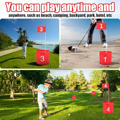 Golf-Hofspiel, 6-Loch-Golfspiele Golfspielset für den Garten Golf-Übungsspiel für Erwachsene Kinder Rasen Strand Hof Campingpark