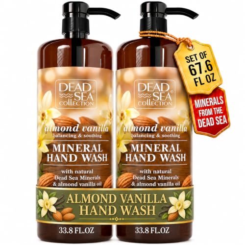Image of Dead Sea Collection Hand Soap Pump Almond Vanilla - Moisturizing Hand Wash Liquid with Dead Sea Minerals - Almond Vanilla Oils, Balancing & Soothing Pack of 2 (33.8 Fl Oz Each) - 67.6 Fl Oz Total