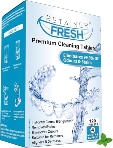 Retainer Cleaner Tablets - 120 Tablets 4 Month Retainer Fresh - Retainer Cleaning Tablets, Mouth Guard Cleaner, Denture Cleaner, Aligner Cleaner, Brite Retainer Tablets