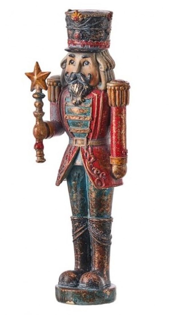 The Bridge Collection Resin Toy Soldier Figurine - 9.5" Antique Style Nutcracker Soldier Holiday Figure