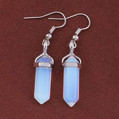 Healing Crystal Hexagonal Points Drop Dangle Earrings Set Quartz Natural Stone for Women Chakra Natural Quartz Stones Amethyst Gemstone Hook Spiritual Energy Gemstone Reiki Jewelry-Purple - Image 3