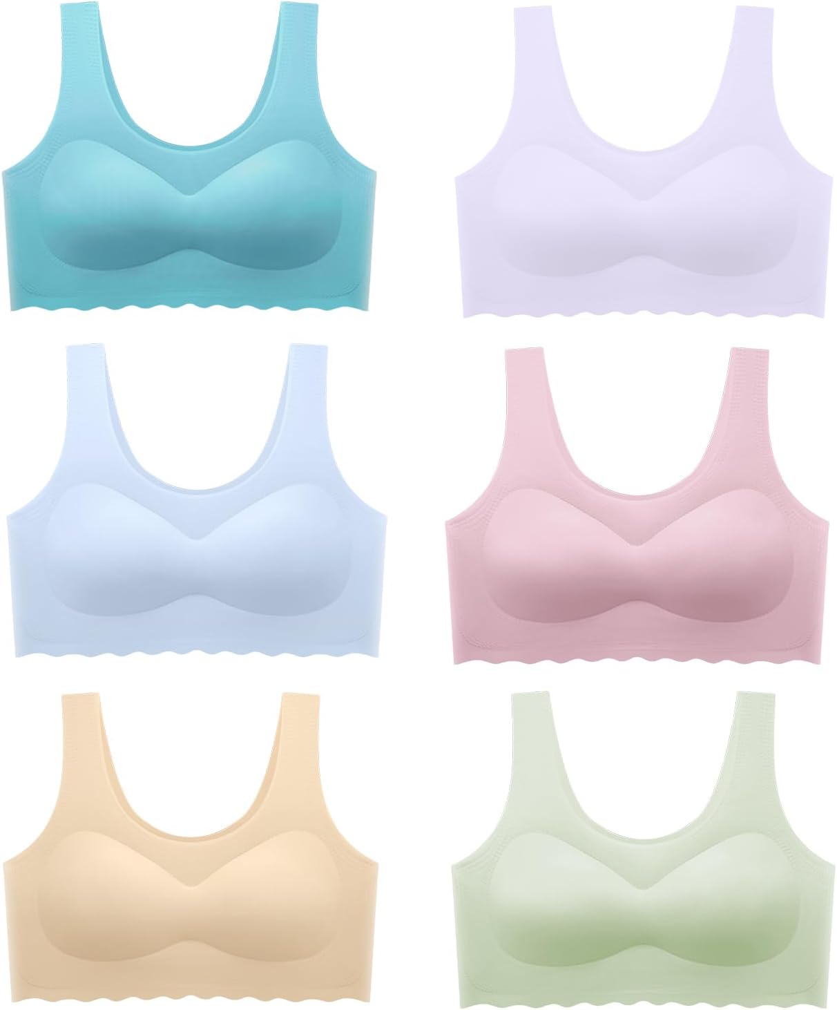 Demifill Teen Girls Seamless Sports Bra Tagless No Show Training Bra with Removable Padding Bras for Teens Multipack