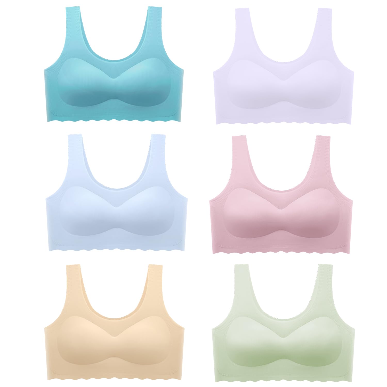 Demifill Teen Girls Seamless Sports Bra Tagless No Show Training Bra with Removable Padding Bras for Teens Multipack