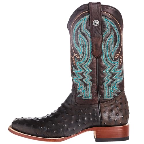 Men`s Black and Brown Ostrich Print 13In Brown Top Cowboy Boot2