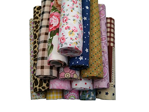 levylisa 50 Pieces Pre Cut Assorted Colours Cotton Squares Quilting Fabric,Patchwork Fabric Patchwork Quilting Sewing Fabric Patchwork Flower Dots DIY Quilting Handmade Craft 8 x 8 Inches