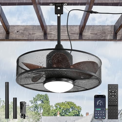 LEDIARY Gazebo Fan,Outdoor Ceiling Fan with Light for...