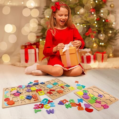 Image of Easymart Wooden Learning Educational ABCD Board for Kids, Activity Toys for Toddlers & Preschoolers | ABCD Puzzle Set | Puzzle Toys for 2 Years Old Boys & Girls (Alphabets, Numbers & Shapes)