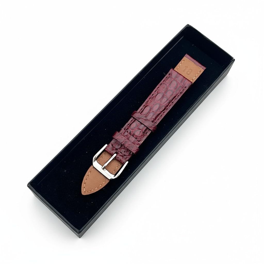 De Santis Cinturino per Orologio in Vera Pelle di Coccodrillo Bordeaux | Misure 16mm, 18mm, 20mm, 22mm | Fibbia in Acciaio Inox | Ricambio Lusso Uomo/Donna