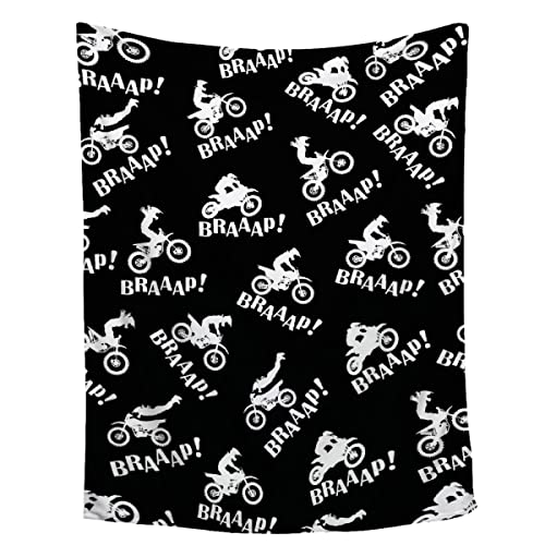 Image of Dirt Bikes Throw Blanket,Gift for Motocross Rider,Extreme Sports Flannel Blanket for Boys Kids Teens,Motorcycle Fuzzy Blanket Plush Blankets for Couch,Bed,Camping,Travel,40"x50"-Throw Size for Kids