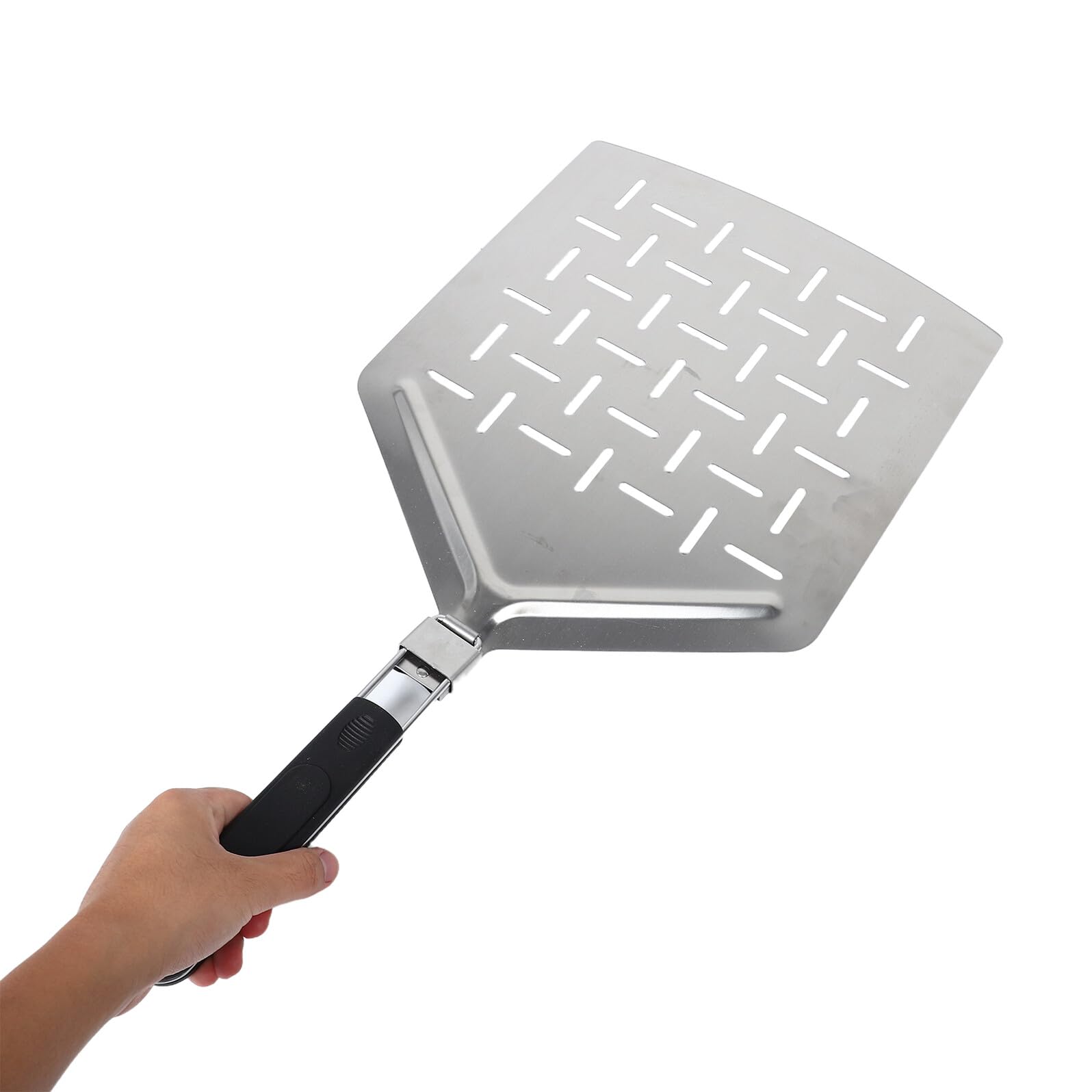Faltbarer Pizzaschieber 33cm Rechteckig aus Edelstahl mit Ergonomischem Rutschfestem Griff für Outdoor Pizzaofen und Hausgemachte Pizza oder Kuchen