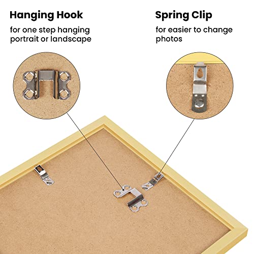 Upsimples 8.5X11 Picture Frame Set Of 3, Made Of High Definition Glass For 6X8 With Mat Or 8.5X11 Without Mat, Wall Mounting Photo Frames, Gold #TOP6