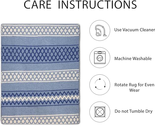 Image of inchCotton Runner Rug 2x5 Feet - Minimalist Carpet for Home Decor, Bedroom & Hallway Soft, Durable & Easy to Maintain Floor Mat