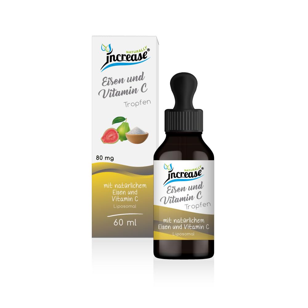 Nimm 3, zahl 2 Aktion Liposomale Eisen und Vitamin C Tropfen hochdosiert - (7200mg in 3 Flaschen) 80mg Eisen und Vitamin C pro Tagesdosis - MCT Öl - Hohe Bioverfügbarkeit