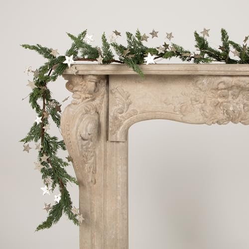 Image of Creative Co-Op 72 inch Star Shaped Garland with Glitter, Silver