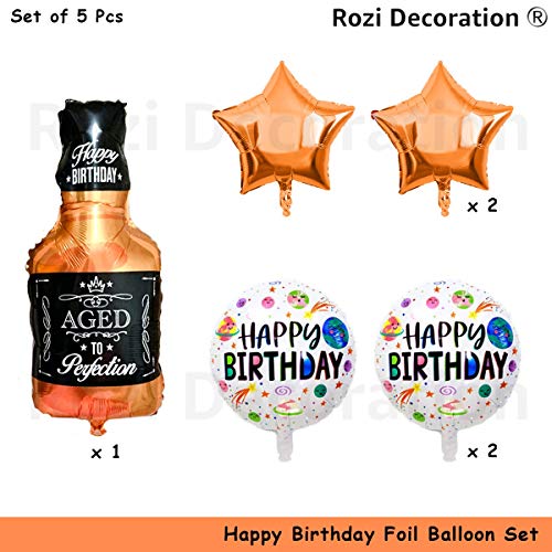 Image of Rozi Decoration Aged To Be Perfection Happy Birthday Theme Foil Balloon Set Of 5 For 30Th 40Th 50Th 60Th Birthday,Multi