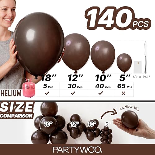 Image of PartyWoo Dark Brown Balloons 4pcs 36 Inch Boho Coffee Neutral Fall Latex Helium Balloons for Bachelorette Baby Shower Anniversary Thanksgiving Birthday Autumn Theme Party Decorations Brown-F20