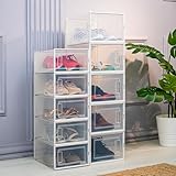 Nayasa Click Shoe Box | Stakable | Multi Purpose Space - Saving Storage Solution | Super Thin & Light Weight Plastic Material | Fits Upto 12 US | Big | Pack Of 6 | Transparent