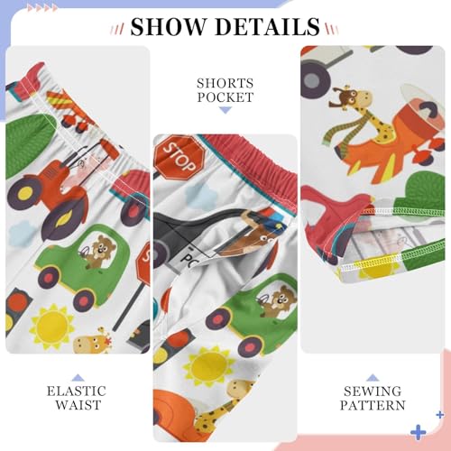 Giraffe on The Car Boys Long Pants Soft Trousers Elastic Waist Kids Lounge Bottoms with Pockets S-XL4