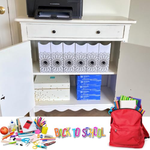 Evelots Magazine File Holder - Set of 6 Mandala - Office Desk Organizer - Sturdy Cardboard - New Upgraded Double Front Panel for More Stability - Full 4 Inch Wide - Easy Assemble - Thumbnail 3