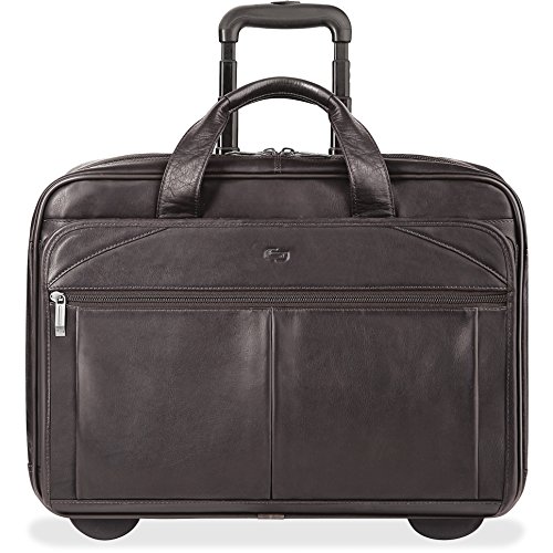 Solo New York Walker Rolling Laptop Bag - Fits Up to 15.6-Inch Laptop - Premium Leather Rolling Briefcase for Women and Men - Laptop Bag - Easy Glide Wheels - Full-Grain Leather - Espresso
