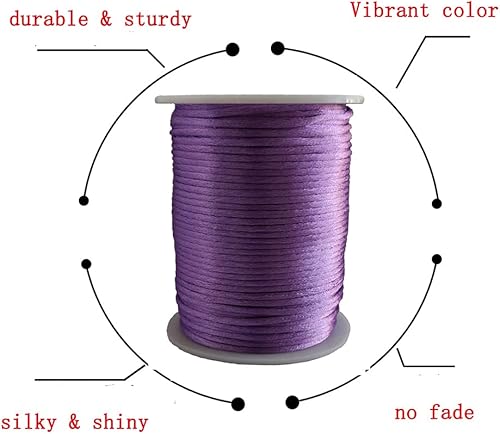 Vista 42 de Cuerda de nailon satinado de 0.059 in para pulseras de macramé, nudos chinos, collares, joyería de 109 yardas (gris plateado) Gris