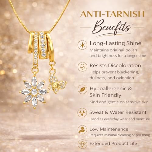 Image of RIDHVEE Anti-Tarnish Gold Plated Pendant Necklace for Women & Girls | Skin Friendly Lightweight Fashion Jewellery | Elegant Minimalist Chain Necklace & Gifting