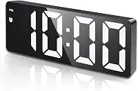 (Versão atualizada) Relógio despertador digital, Relógio LED para quarto, Relógio eletrônico de mesa com visor de temperatura, brilho ajustável, controle de voz, visor 12/24H para casa, dormitório, escritório