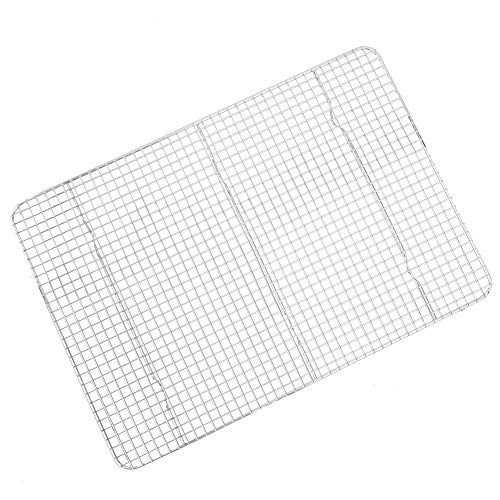 Qukaim Rejilla de refrigeración de acero inoxidable para asar y hornear, ideal para barbacoa, 40 x 25 cm, herramientas versátiles para hornear y accesorios para freidoras