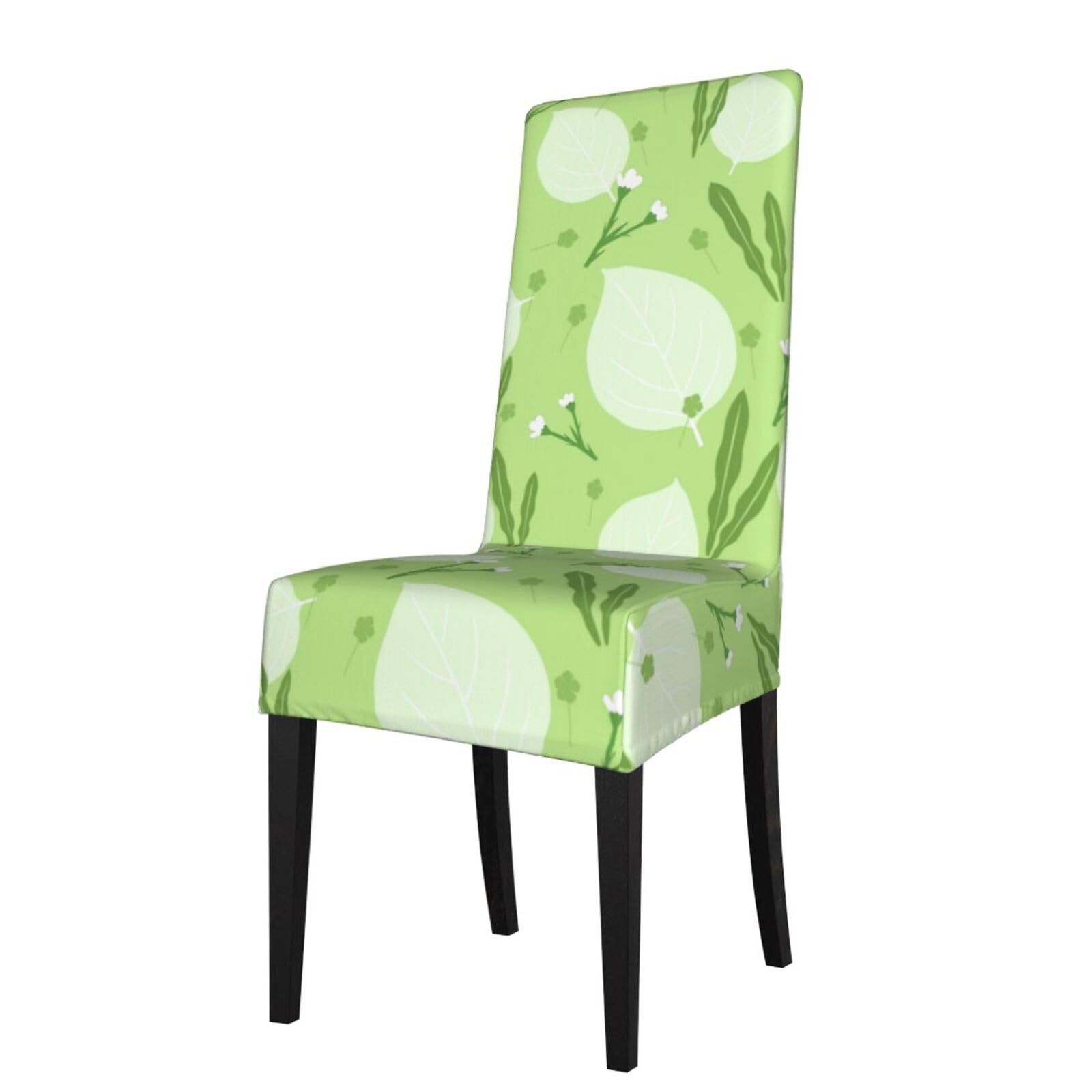 LKYMOH Light Green Botanical Print, Chair Covers Stretch Chair Slipcovers for Dining Room, for Party Pet Protection Universal Fit Soft Polyester
