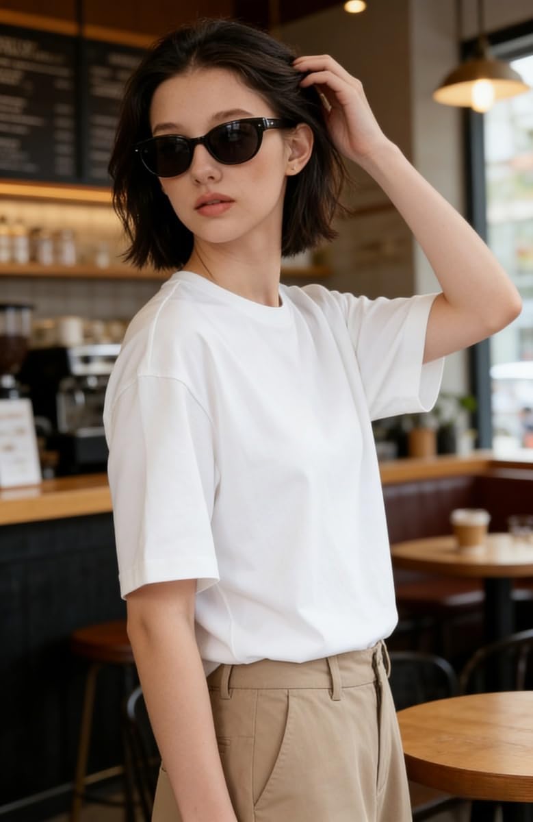 Confezione da 4 magliette oversize da uomo a girocollo a maniche corte, magliette basic casual streetwear