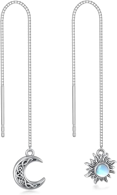 VONALA Threader Earrings for Women 925 Sterling Silver Rose Gold Leave/Flower Dangle Drop Earrings Flower Put Through Earrings Birthday Gift for Teens Girls