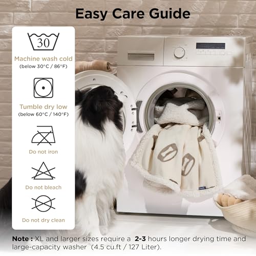 Image of Bedsure Waterproof Blanket for Bed - Soft Print Sherpa Fleece Pet Cat Dog Blankets for Large Dogs Couch Protection, Soft Plush Reversible Furniture Protector, Twin Size, 60 inchx80 inch, Beige