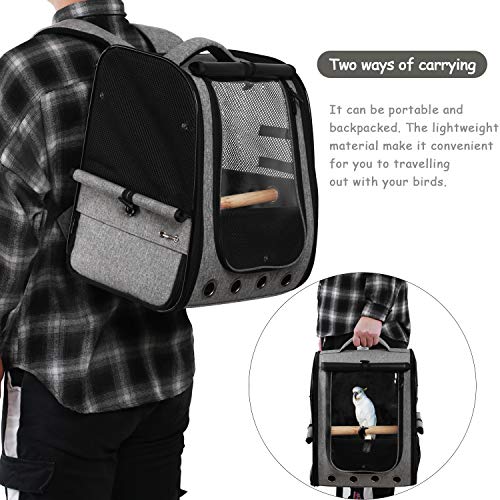 X-ZONE PET Bird Travel Bag Portable Pet Bird Parrot Backpack Transparent Breathable Travel Cage,Lightweight Bird Carrier… - Image 5