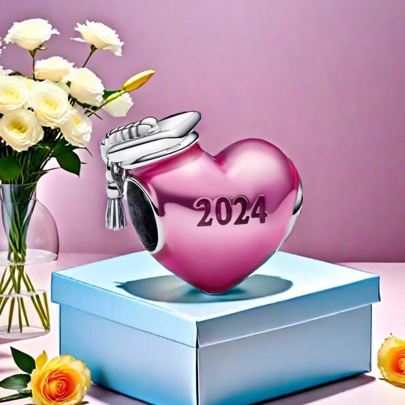 2024 Graduation Cap Charms Owls Compatible for Bracelets Heart Graduation Beads Pendants Jewelry - Image 4