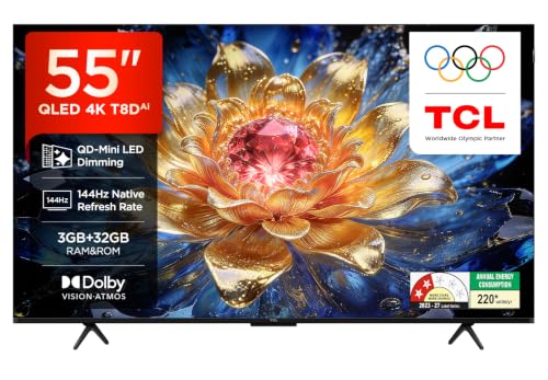 Image of TCL 139 cm (55 inches) 4K UHD Smart QLED Google TV 55T8D