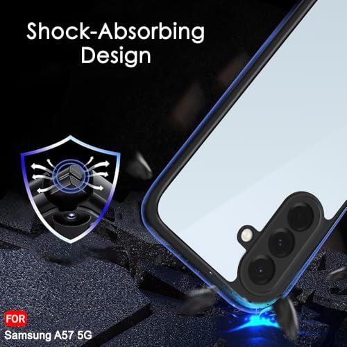 Image of TheGiftKart Back Cover for Samsung Galaxy A57 5G Case | Ultra-Hybrid Shockproof Sleek Armor | 360 Protection | Crystal Clear Hard Back Transparent Galaxy A57 Back Cover (PC & TPU, Black Bumper)