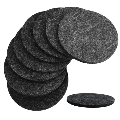 32 posavasos redondos de fieltro, 10 cm x 5 mm, posavasos de fieltro lavables, resistentes al calor, posavasos de cristal gris oscuro para bebidas, bar, tazas