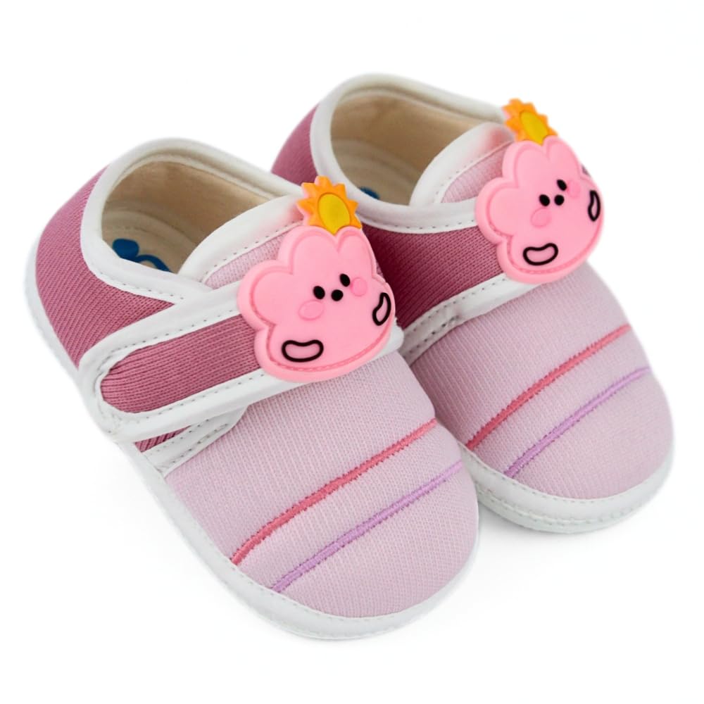 6 To 12 Months Baby Boys & Girls Newborn Soft Cotton Velcro Baby Sun Pink Booties-BT5320-image-35
