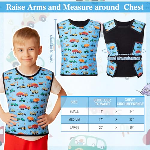 Image of Janmercy Kids Compression Vest Ages 2 to 9 Soft Adjustable Breathable Neoprene Comfort Vest for Boys Girls School Home Daily(Truck,Medium)