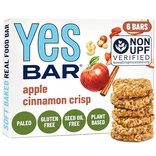 Image of YES Nut Bars - Soft Chewy Healthy Snack Bars (Apple Cinnamon, 6 count) | Made with Organic Maple Syrup - Vegan, Paleo, Gluten Free, No Refined Sugar, Dairy Free, Plant Based Protein, Low Sugar