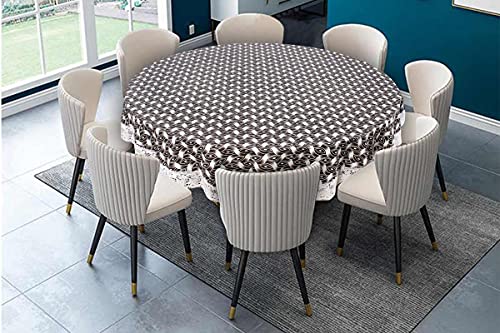 Image of The Furnishing Tree Round Shape 8 Seater Table Cover WxL 90x90 inches with White Border lace