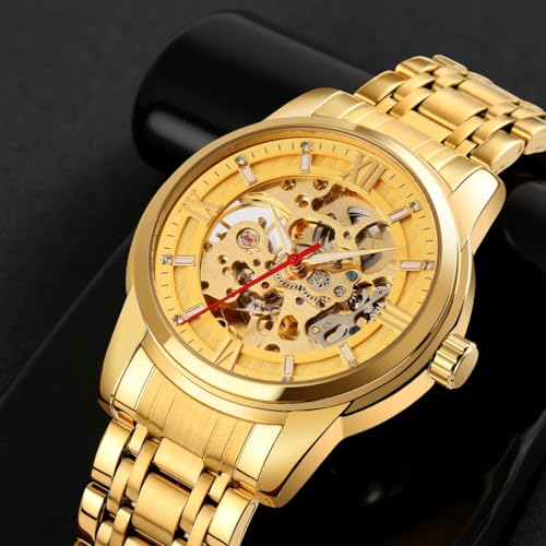 Buy SKMEI 9222 Automatic Mechanical Hand-Wind Men's Watch, Gold Dial, - Image 5